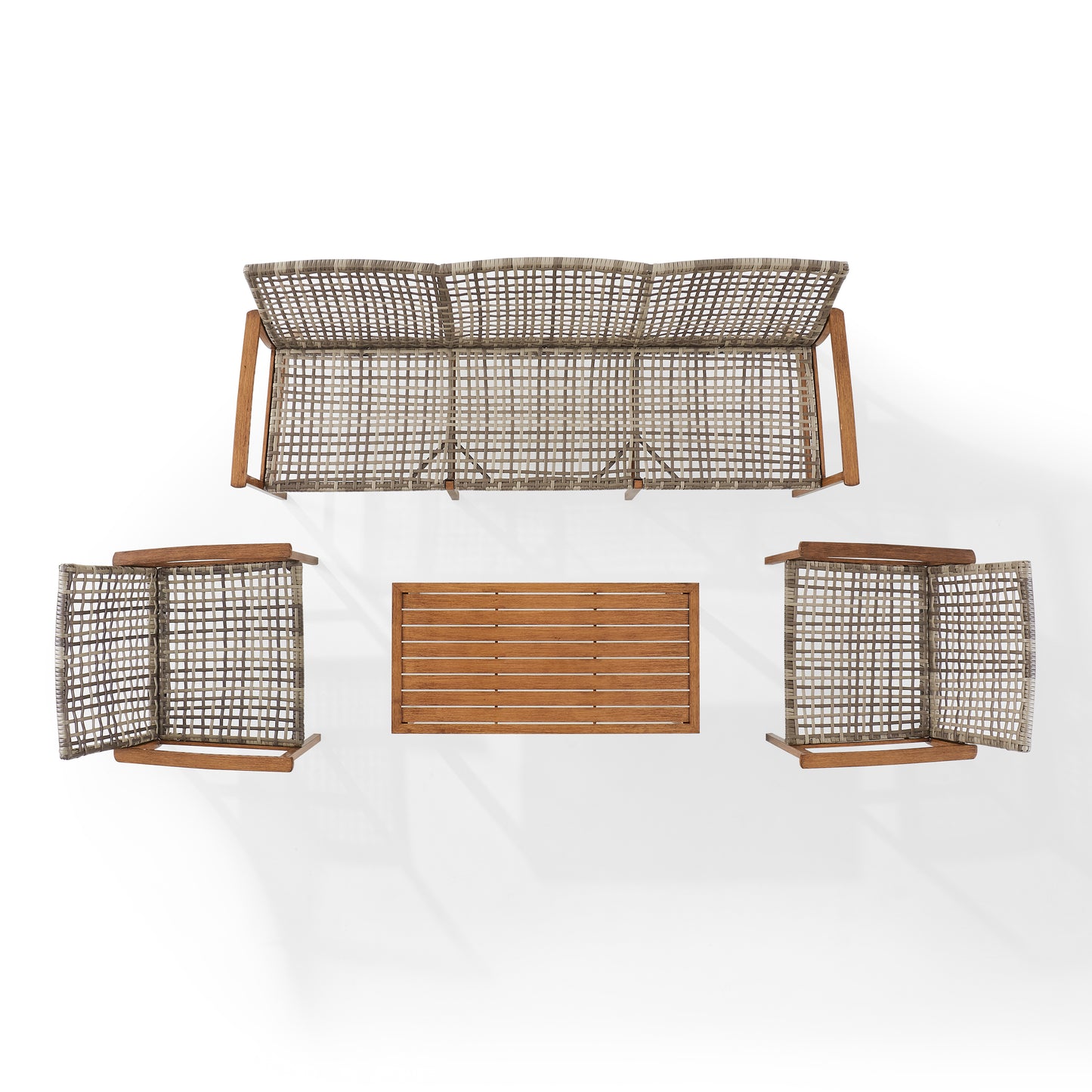 Ridley 4Pc Outdoor Wicker And Metal Sofa Set Distressed Gray/Brown - Sofa, Coffee Table, & 2 Armchairs