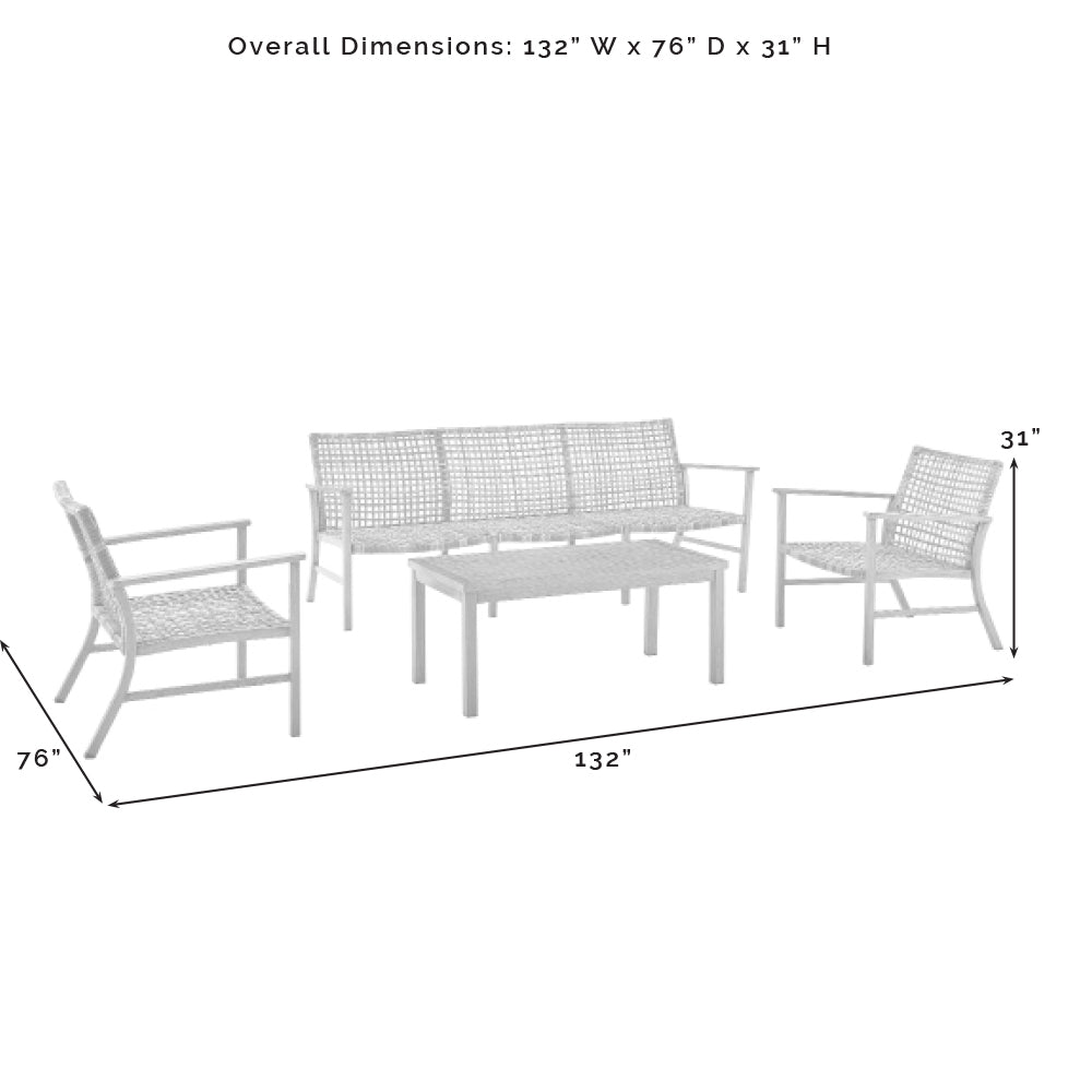 Ridley 4Pc Outdoor Wicker And Metal Sofa Set Distressed Gray/Brown - Sofa, Coffee Table, & 2 Armchairs