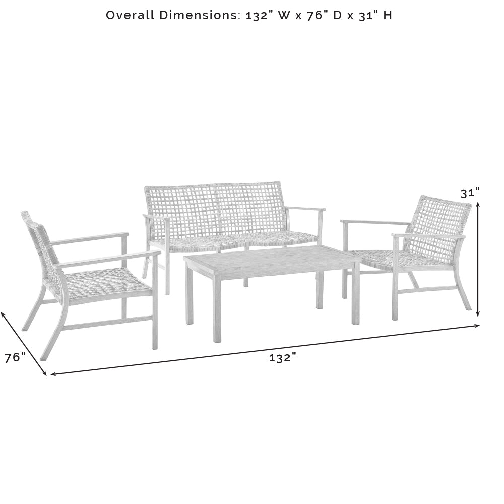 Ridley 4Pc Outdoor Wicker And Metal Conversation Set Distressed Gray/Brown - Loveseat, Coffee Table, & 2 Armchairs