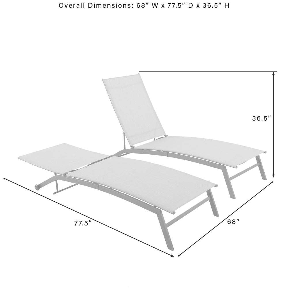 Weaver 2Pc Outdoor Sling Chaise Lounge Set Light Gray/Matte Black - 2 Lounge Chairs