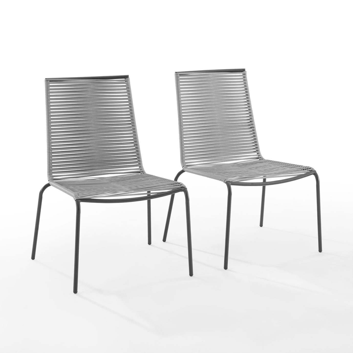 Fenton 2Pc Outdoor Wicker Stackable Chair Set Gray/Matte Black - 2 Chairs