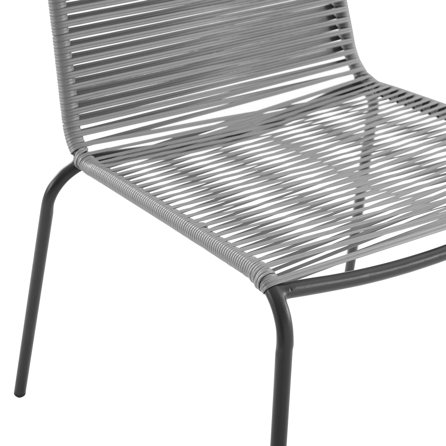 Fenton 2Pc Outdoor Wicker Stackable Chair Set Gray/Matte Black - 2 Chairs