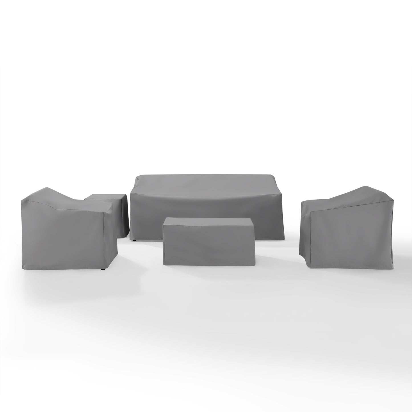 5Pc Furniture Cover Set Gray - Sofa, Two Armchairs, End Table, & Rectangle Table