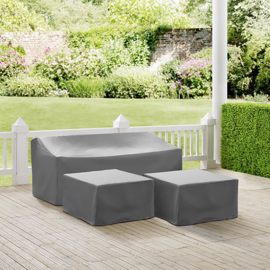 3Pc Sectional Cover Set Gray - Sofa & 2 Square Table/Ottoman