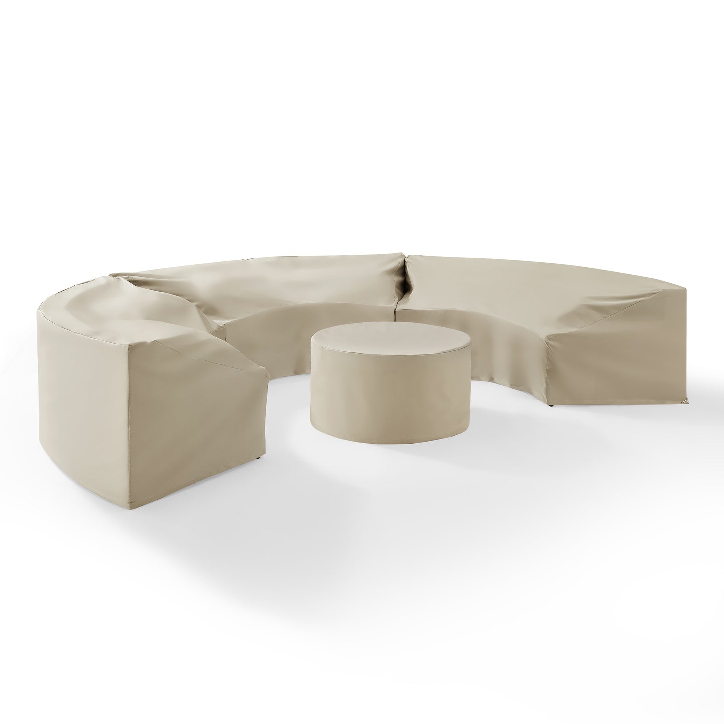 Catalina 4Pc Furniture Cover Set Tan - 3 Round Sectional Sofas & Coffee Table