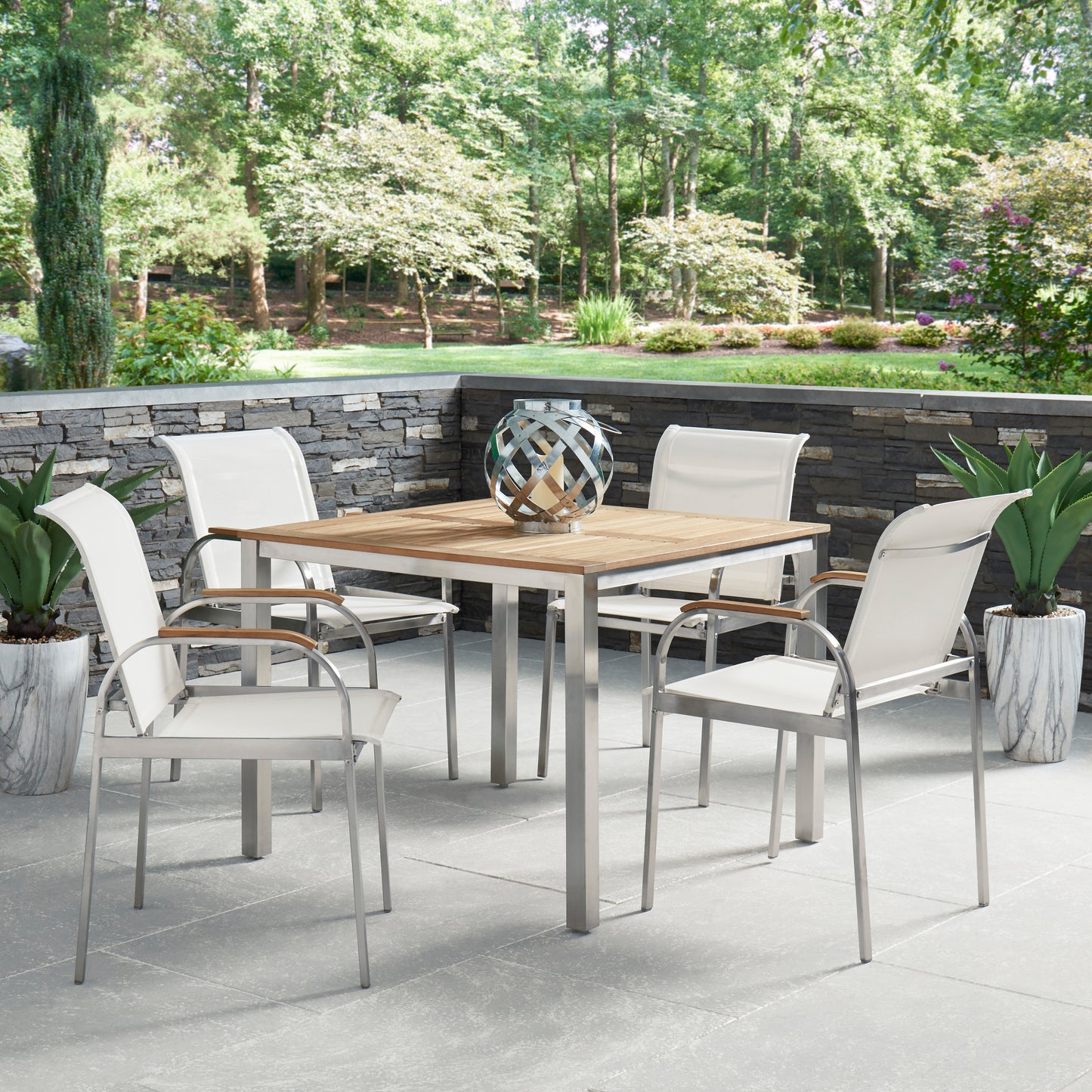 Aruba Off-White 5 Piece Outdoor Dining Set